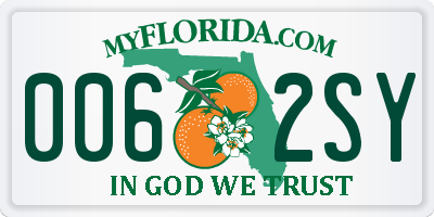 FL license plate 0062SY