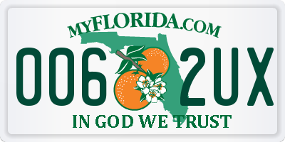 FL license plate 0062UX