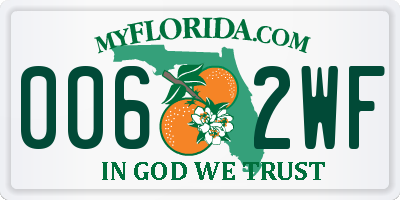 FL license plate 0062WF