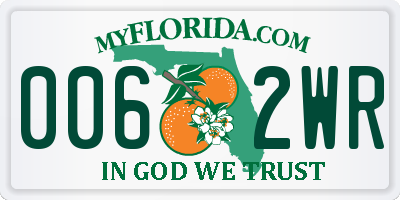 FL license plate 0062WR