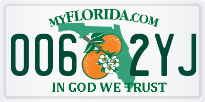 FL license plate 0062YJ