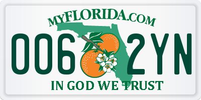 FL license plate 0062YN