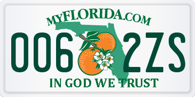 FL license plate 0062ZS