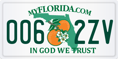 FL license plate 0062ZV