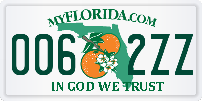 FL license plate 0062ZZ