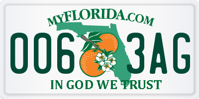 FL license plate 0063AG