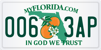 FL license plate 0063AP