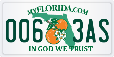 FL license plate 0063AS