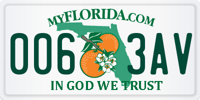 FL license plate 0063AV