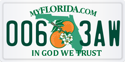 FL license plate 0063AW