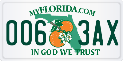FL license plate 0063AX