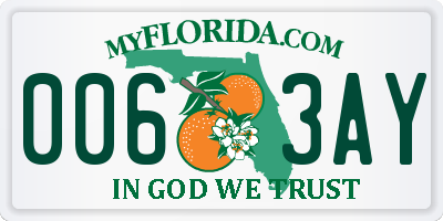 FL license plate 0063AY