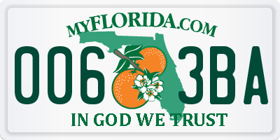 FL license plate 0063BA