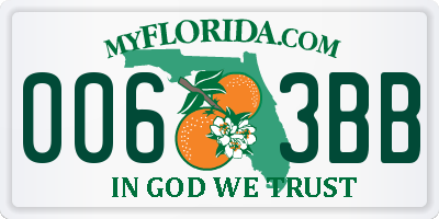 FL license plate 0063BB