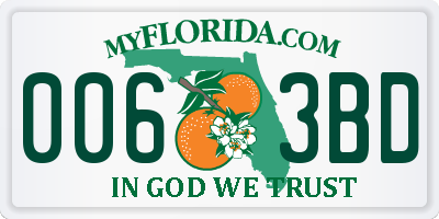 FL license plate 0063BD