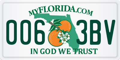 FL license plate 0063BV
