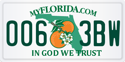 FL license plate 0063BW