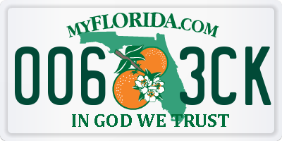 FL license plate 0063CK