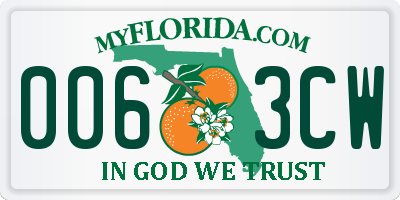 FL license plate 0063CW