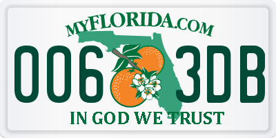 FL license plate 0063DB