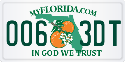 FL license plate 0063DT