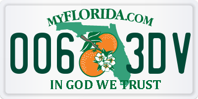 FL license plate 0063DV