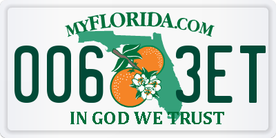 FL license plate 0063ET