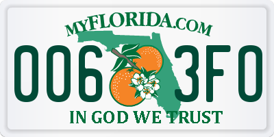 FL license plate 0063FO