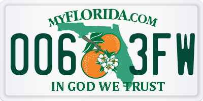 FL license plate 0063FW
