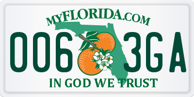 FL license plate 0063GA
