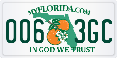 FL license plate 0063GC