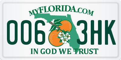 FL license plate 0063HK