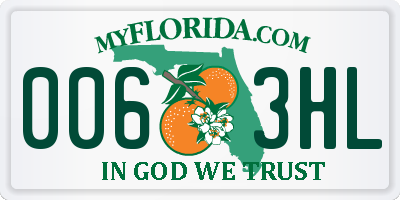 FL license plate 0063HL
