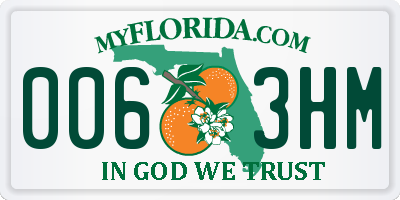 FL license plate 0063HM