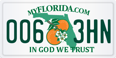 FL license plate 0063HN