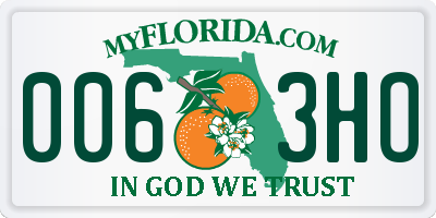 FL license plate 0063HO