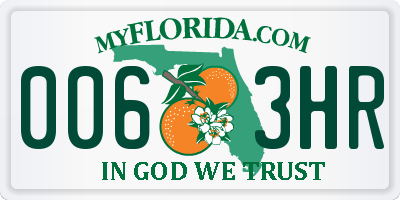 FL license plate 0063HR