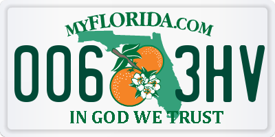 FL license plate 0063HV