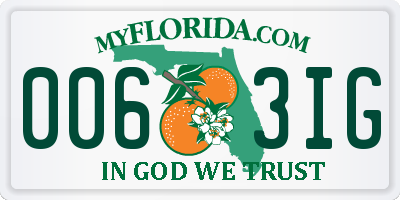 FL license plate 0063IG