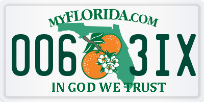 FL license plate 0063IX