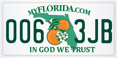 FL license plate 0063JB
