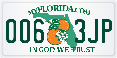 FL license plate 0063JP