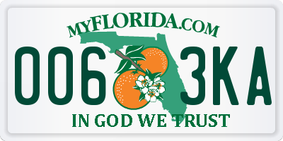 FL license plate 0063KA