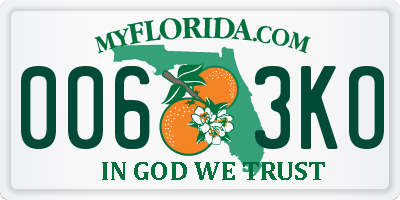 FL license plate 0063KO