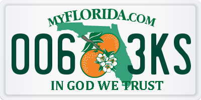 FL license plate 0063KS