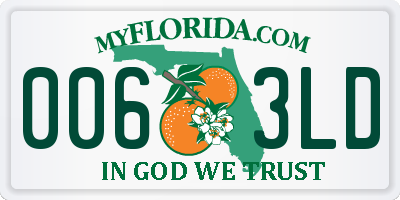 FL license plate 0063LD