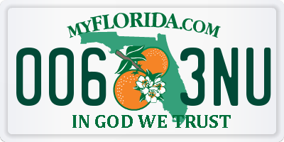 FL license plate 0063NU