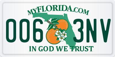 FL license plate 0063NV