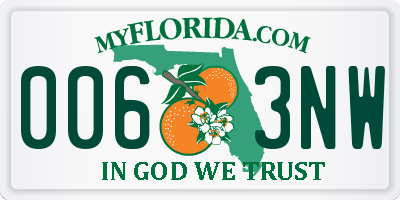 FL license plate 0063NW