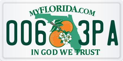 FL license plate 0063PA